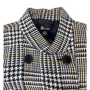 AB Studio Winter Coat Peacoat Jacket Button Up Plaid, Size 14 Plus Size